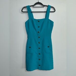 Amanda Uprichard Turquoise Button Front Mini Dress – Designer Summer Chic